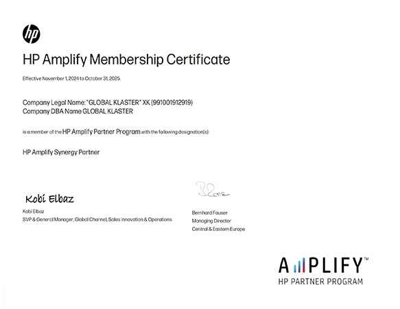 HP Amplify Membership Certificate